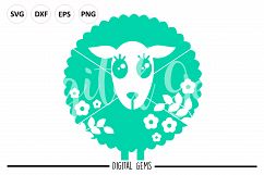 Floral Lamb. Sheep SVG EPS DXF PNG files Product Image 1