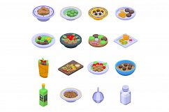 Falafel icons set, isometric style Product Image 1