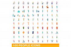 100 people icons set, cartoon style Product Image 1