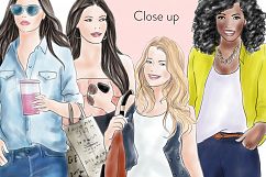 Watercolour fashion illustration clipart Shopping Girls - Assorted Product Image 3