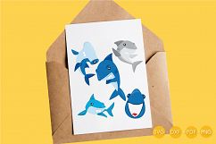 Sharks cutting files svg, dxf, pdf, eps included - cut files for cricut and silhouette - Cutting Files SG Product Image 4