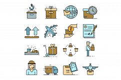 Parcel delivery icons set line color vector Product Image 1