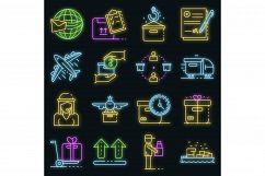 Parcel delivery icons set vector neon Product Image 1