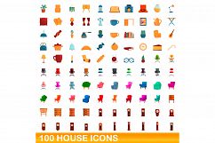 100 house icons set, cartoon style Product Image 1