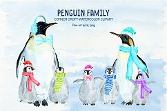Watercolor penguin family illustration, penguin clipart Product Image 7