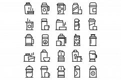 Thermo cup icons set, outline style Product Image 1