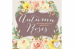 Watercolor Autumn Roses clipart Product Image 2