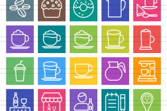 90 Coffee &amp; Cafe Line Multicolor B/G Icons Product Image 2