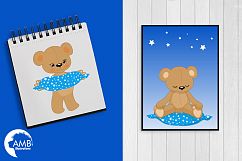 Teddy bear, nursery, baby boy, baby blue bear, clipart, graphics, llustrations AMB-982 Product Image 5