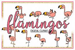 Flamingo Flamingo Clipart-Bird Clipart- Holiday Clipart-Cartoon-Sticker Clipart-Digital-Flamingo-Pink Art-Digital-flamingo- Drama-Commercial Product Image 1