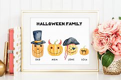 Halloween Pumpkin Family Clipart, Personalised Print Creator Product Image 6