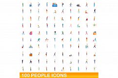 100 people icons set, cartoon style Product Image 1