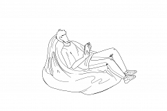 Man Relax On Bean Bag And Playing On Phone Vector Product Image 1