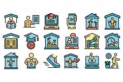 Home training icons set vector flat Product Image 1