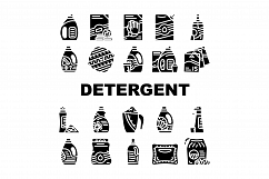 Detergent Washing Collection Icons Set Vector Product Image 1