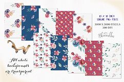 Jewel Flowers Patterns Digital Papers Purple Red Wedding Floral Product Image 2