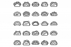 Tacos icons set, outline style Product Image 1