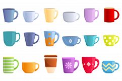 Mug icons set, cartoon style Product Image 1