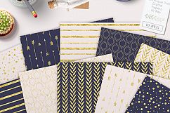 Digital Pattern Pack in pink navy blue gold Seamless papers Product Image 5