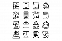 Humidifier icons set, outline style Product Image 1