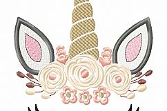 Pretty Unicorn Eyes Head Floral Design - Unicorn EMBROIDERY DESIGN FILE - Unicorn Shabby Chic Face Instant download - 4 sizes Product Image 4