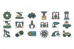 Assembly line icons vector flat Product Image 1