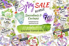 Spring Sale succulents &amp; cactuses watercolor bundle 75% OFF! Product Image 1