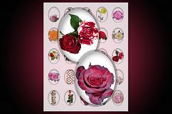 Oval Printable Flowers, Flowers Digital Gollage Sheet Product Image 1