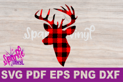  Buffalo Plaid Reindeer Deer Head Silhouette Printable svg cut files for silhouette or cricut Product Image 2