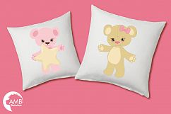 Teddy bear, nursery, baby girl, baby pink bear, clipart, graphics, llustrations AMB-1450 Product Image 2