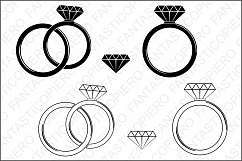 Diamond Ring SVG cutting files for Silhouette Cameo and Cricut. Rings clipart PNG. Wedding ring svg, Diamond svg, engagement ring svg Product Image 1