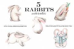 Rabbits. Watercolor clip art. Product Image 3