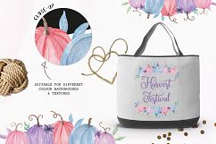Pumpkin Pastels Festival Frames Watercolor Clipart Border Pink Purple Autumn Fall Product Image 5
