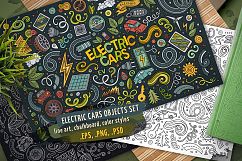 Electric Cars Doodles Cartoon Objects Set Product Image 1