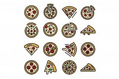 Pizza icons vector flat Product Image 1