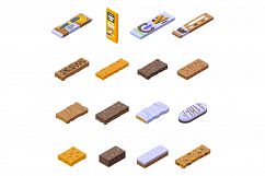 Snack bar icons set, isometric style Product Image 1