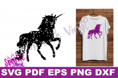 Svg Distressed Grunge Unicorn silhouette svg design files for cricut or silhouette, Vintage look unicorn  Product Image 2