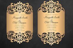 Laser cut wedding invitation Set, 5x7, Cricut Template, Gate Fold, Tri fold pocket Envelope, Bellyband - SVG, DXF, Cricut, Silhouette Cameo Product Image 3