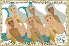 Mermaids Clipart design in Turquoise - Huge Set of : PNG files Product Image 3