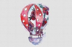 Watercolor hot air balloon PNG set Product Image 2