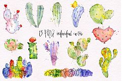 Boho Watercolor abstract Cactus Tropical clipart Product Image 3