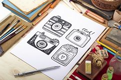 Hand drawn camera set +patterns Product Image 8