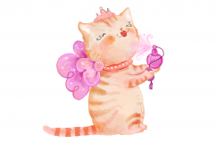 Pink Princess Cats CLIP ART | 8 PNG/JPEG illustrations Product Image 2