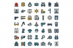 Police equipment icons set, outline style Product Image 1