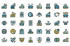 Unmanned taxi icons set vector flat Product Image 1