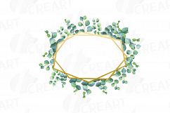 Eucalyptus frames watercolor clip art pack, Eucalyptus leaves design borders. PNG, jpg, svg, vector illustrator &amp; corel files included Product Image 4