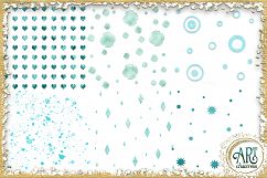 Teal Aqua Foil Glitter Seamless Digital Papers,Borders Set Product Image 4