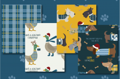 Dogs &amp; Ducks at Christmas clipart &amp; paper set Product Image 7