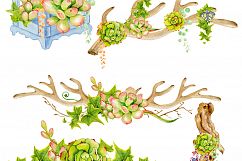 Watercolor Antlers and succulents Product Image 5