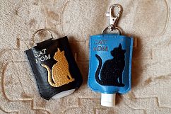 ITH Cat Mom Hand Sanitizer Holder- Snap Tab (5x7 Hoop) - Machine Embroidery Product Image 6